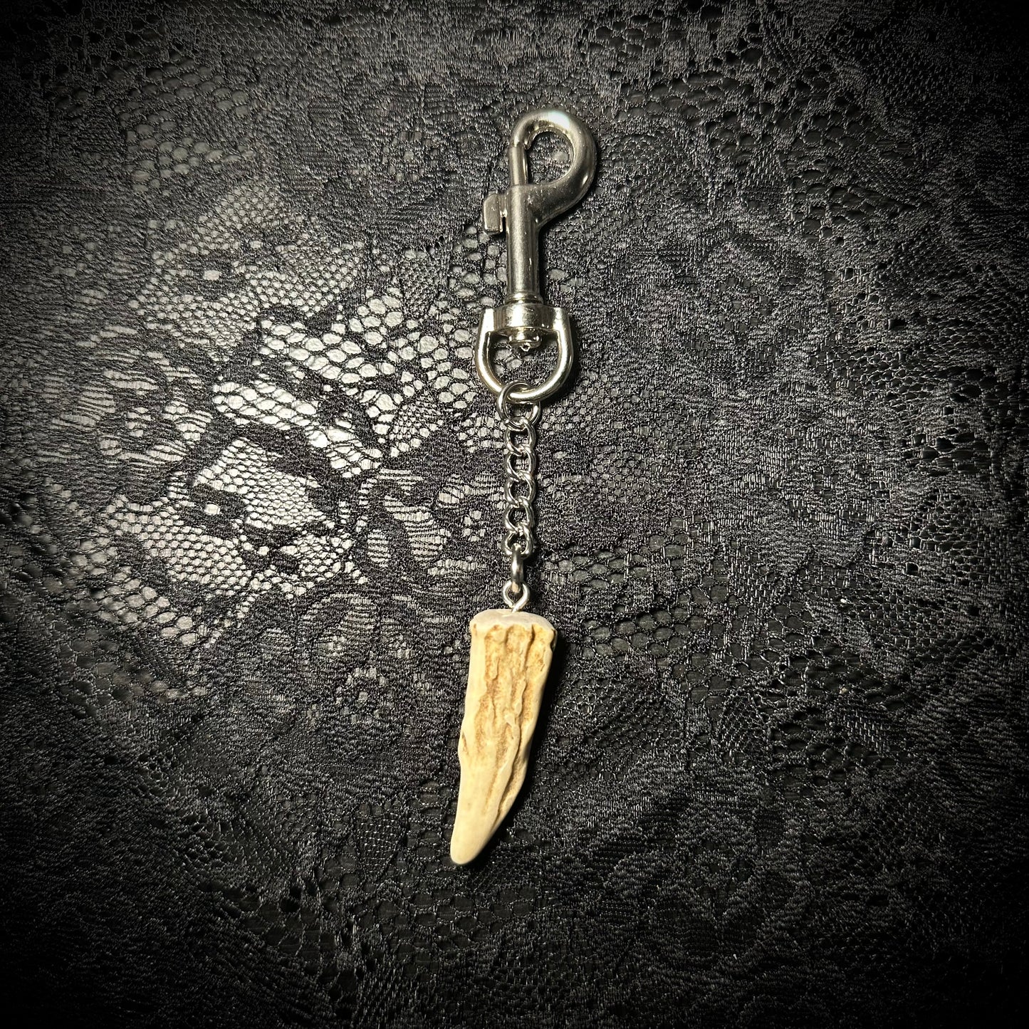 Deer antler keychain