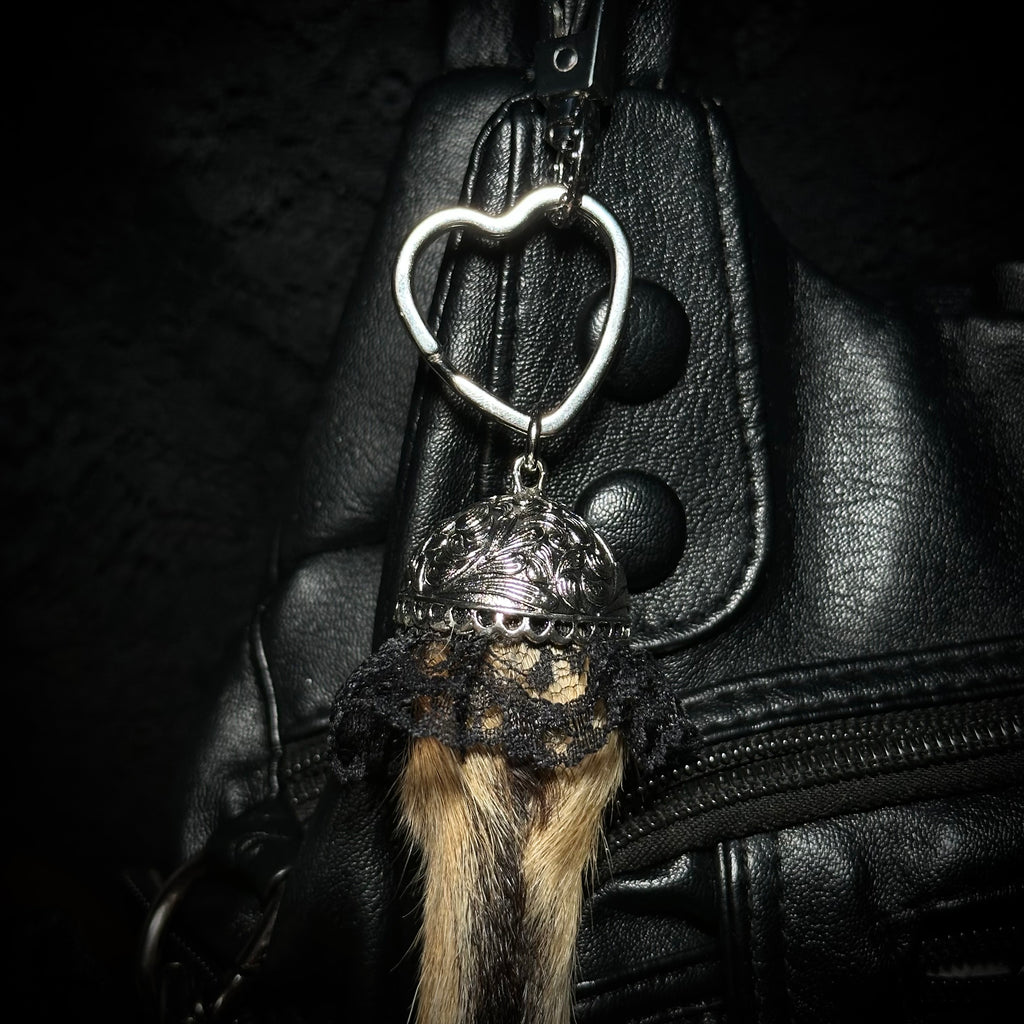 Mummified goat kid foot keychain