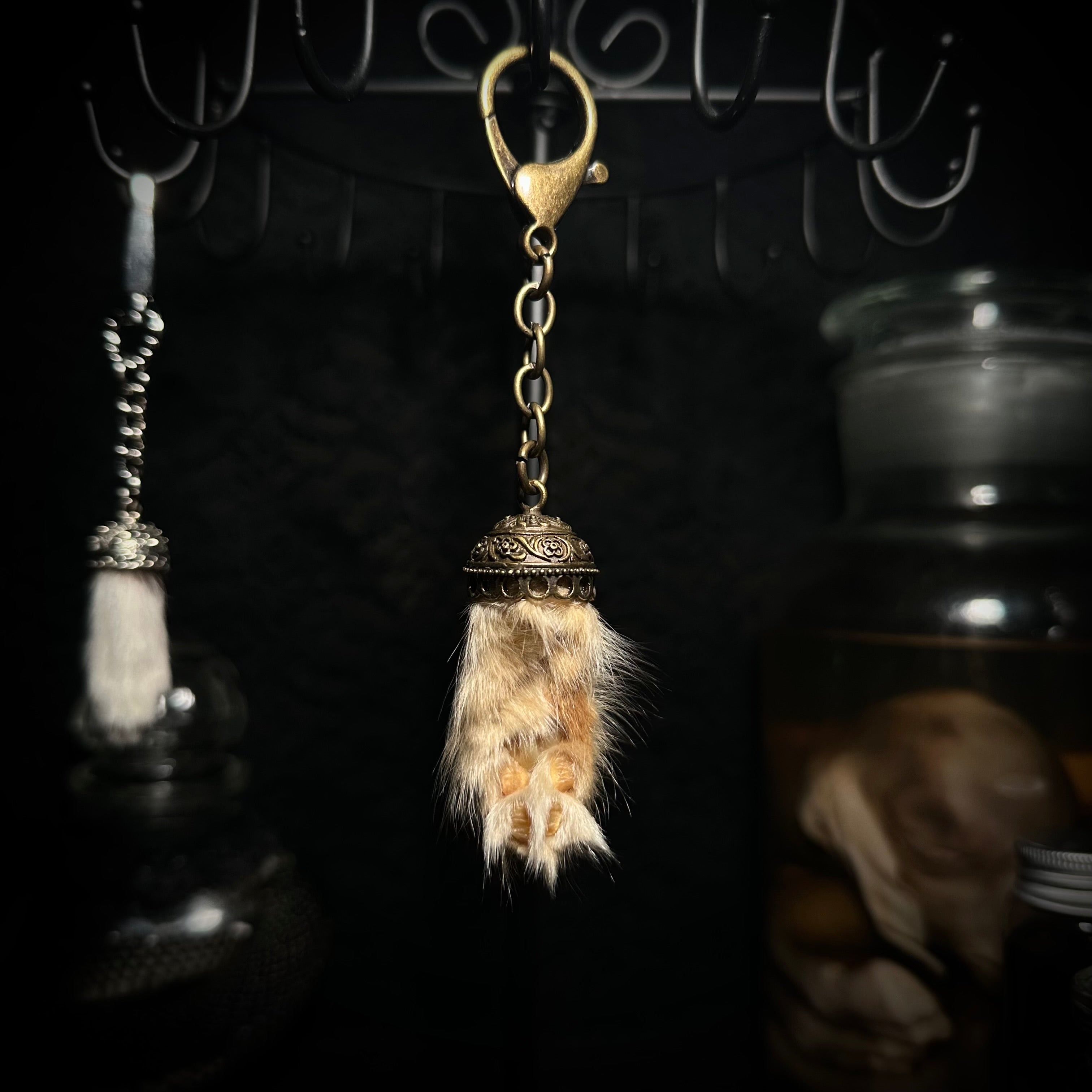 Mummified Cat paw keychain