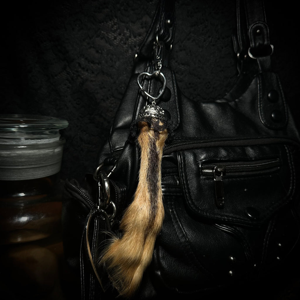 Mummified goat kid foot keychain
