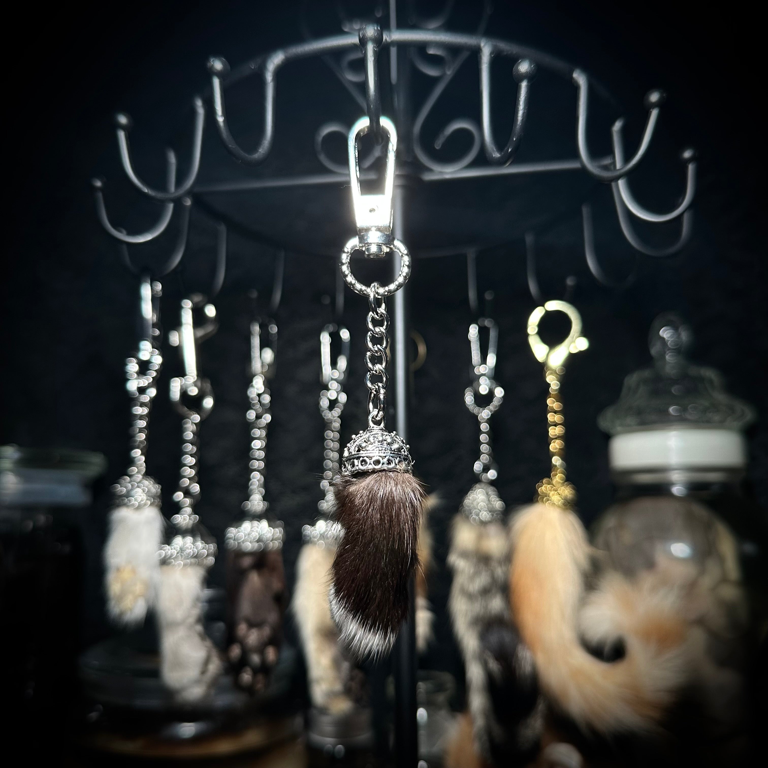 Mummified kitten paw keychains