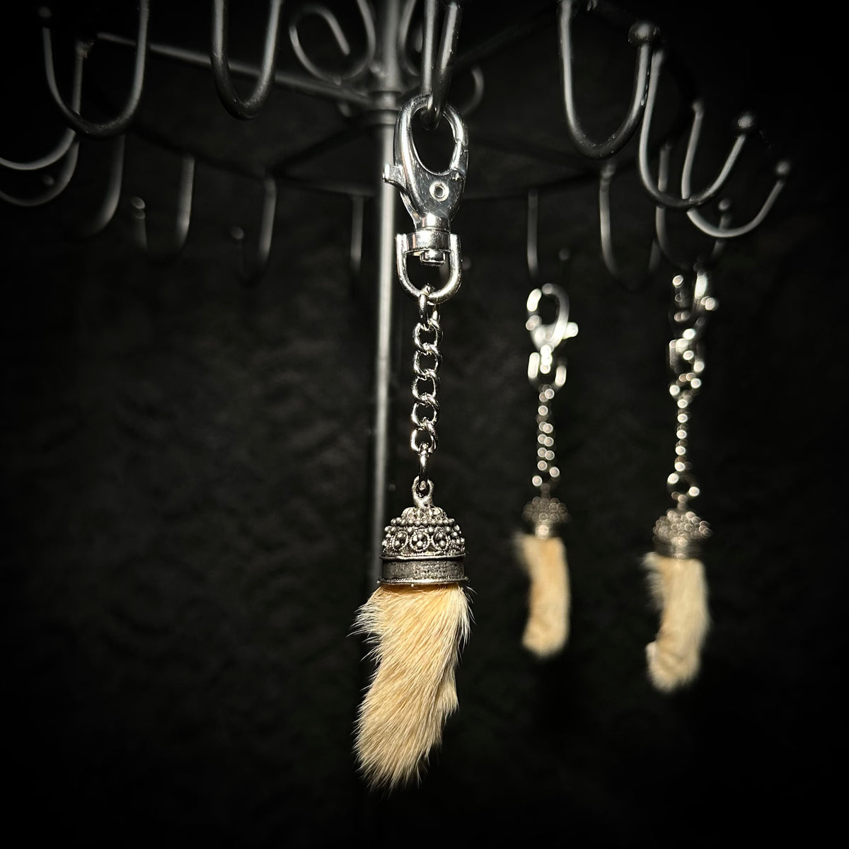 Mummified kitten paw keychains