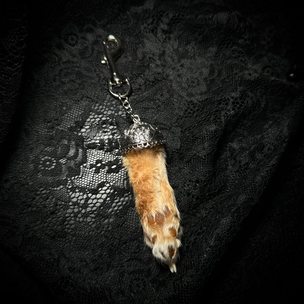 Mummified Orange Cat paw keepsake keychain