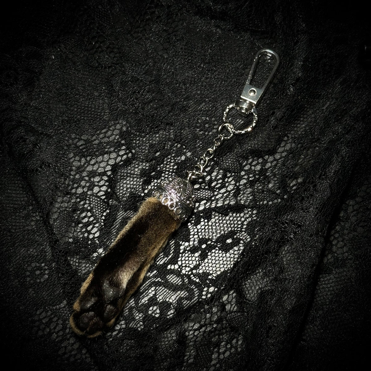 Mummifed Torbie cat paw keepsake keychains