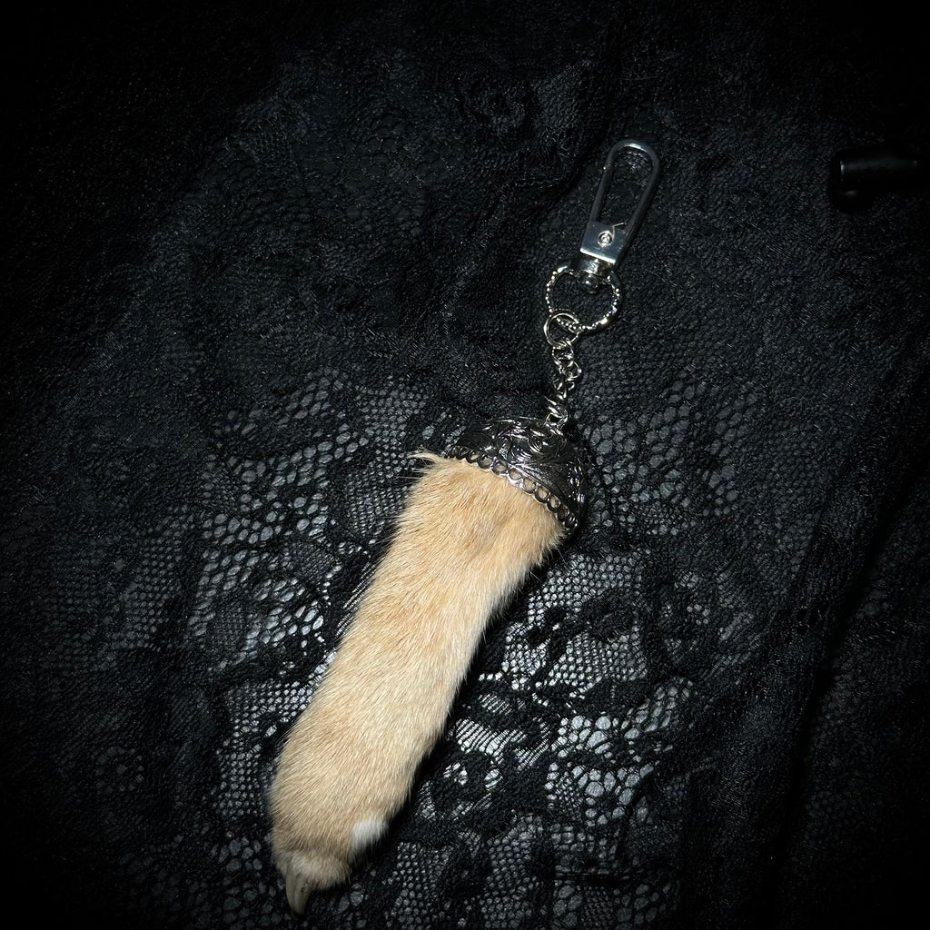 Mummified Orange Cat paw keepsake keychain